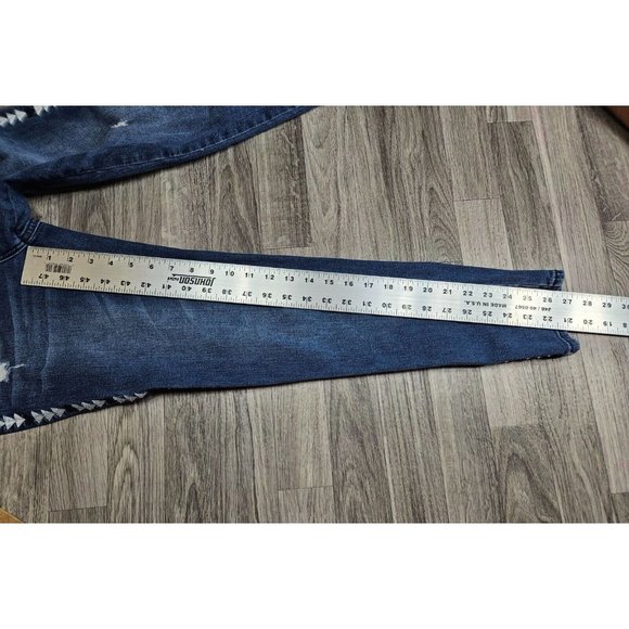 Dear John Women Size 27 Joyrich Comfort Skinny Distressed Embroidered Blue Jeans - Picture 10 of 12